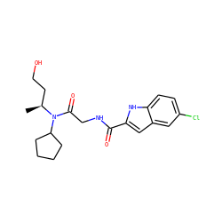 C[C@@H](CCO)N(C(=O)CNC(=O)c1cc2cc(Cl)ccc2[nH]1)C1CCCC1 ZINC000028129038
