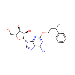 C[C@@H](CCOc1nc(N)c2ncn([C@@H]3O[C@H](CO)[C@@H](O)[C@H]3O)c2n1)c1ccccc1 ZINC000013861852