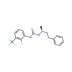 C[C@@H](CCc1ccccc1)NC(=O)Nc1cccc(C(F)(F)F)c1F ZINC000072114868