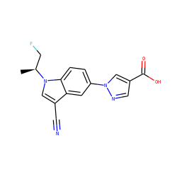 C[C@@H](CF)n1cc(C#N)c2cc(-n3cc(C(=O)O)cn3)ccc21 ZINC000107262550