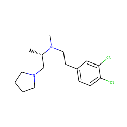 C[C@@H](CN1CCCC1)N(C)CCc1ccc(Cl)c(Cl)c1 ZINC000022924849