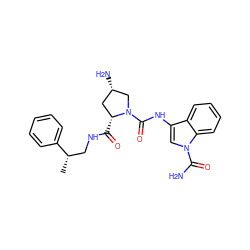 C[C@@H](CNC(=O)[C@@H]1C[C@H](N)CN1C(=O)Nc1cn(C(N)=O)c2ccccc12)c1ccccc1 ZINC000148242931