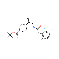 C[C@@H](CNC(=O)Cc1c(F)ccc(F)c1F)C1CCN(C(=O)OC(C)(C)C)CC1 ZINC000066077645