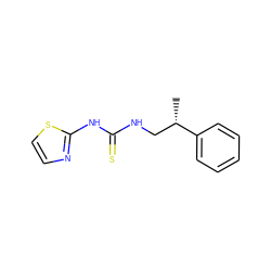 C[C@@H](CNC(=S)Nc1nccs1)c1ccccc1 ZINC000013744885