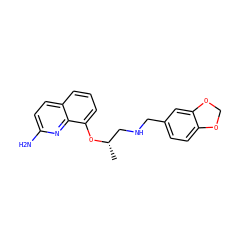 C[C@@H](CNCc1ccc2c(c1)OCO2)Oc1cccc2ccc(N)nc12 ZINC000028390504