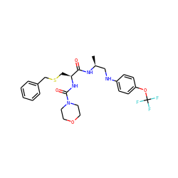 C[C@@H](CNc1ccc(OC(F)(F)F)cc1)NC(=O)[C@H](CSCc1ccccc1)NC(=O)N1CCOCC1 ZINC000014972008