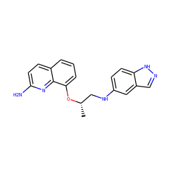 C[C@@H](CNc1ccc2[nH]ncc2c1)Oc1cccc2ccc(N)nc12 ZINC000028390516