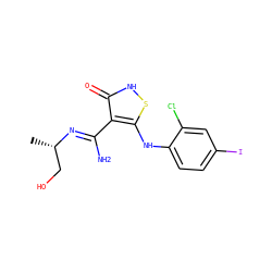C[C@@H](CO)/N=C(\N)c1c(Nc2ccc(I)cc2Cl)s[nH]c1=O ZINC000034802642