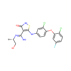 C[C@@H](CO)/N=C(\N)c1c(Nc2ccc(Oc3cc(F)ccc3Cl)c(Cl)c2)s[nH]c1=O ZINC000034802692