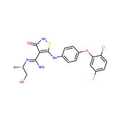 C[C@@H](CO)/N=C(\N)c1c(Nc2ccc(Oc3cc(F)ccc3Cl)cc2)s[nH]c1=O ZINC000034802686