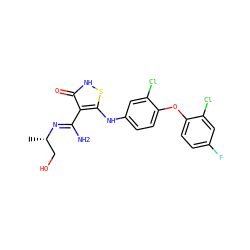 C[C@@H](CO)/N=C(\N)c1c(Nc2ccc(Oc3ccc(F)cc3Cl)c(Cl)c2)s[nH]c1=O ZINC000034802659