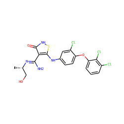 C[C@@H](CO)/N=C(\N)c1c(Nc2ccc(Oc3cccc(Cl)c3Cl)c(Cl)c2)s[nH]c1=O ZINC000034802670