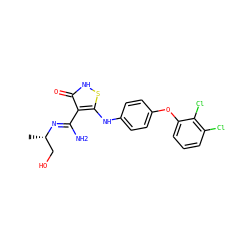 C[C@@H](CO)/N=C(\N)c1c(Nc2ccc(Oc3cccc(Cl)c3Cl)cc2)s[nH]c1=O ZINC000034802666