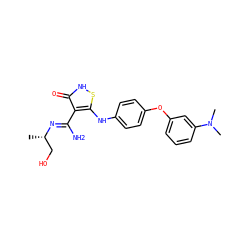 C[C@@H](CO)/N=C(\N)c1c(Nc2ccc(Oc3cccc(N(C)C)c3)cc2)s[nH]c1=O ZINC000034802717