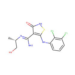 C[C@@H](CO)/N=C(\N)c1c(Nc2cccc(Cl)c2Cl)s[nH]c1=O ZINC000034802626