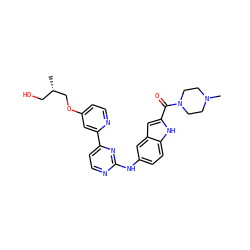 C[C@@H](CO)COc1ccnc(-c2ccnc(Nc3ccc4[nH]c(C(=O)N5CCN(C)CC5)cc4c3)n2)c1 ZINC000145293641