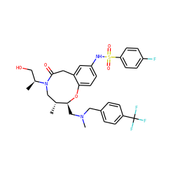 C[C@@H](CO)N1C[C@@H](C)[C@H](CN(C)Cc2ccc(C(F)(F)F)cc2)Oc2ccc(NS(=O)(=O)c3ccc(F)cc3)cc2CC1=O ZINC000095599174