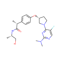 C[C@@H](CO)NC(=O)[C@H](C)c1ccc(O[C@@H]2CCN(c3nc(N(C)C)ncc3F)C2)cc1 ZINC001772608787