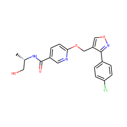 C[C@@H](CO)NC(=O)c1ccc(OCc2conc2-c2ccc(Cl)cc2)nc1 ZINC000143235144