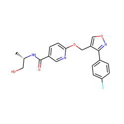 C[C@@H](CO)NC(=O)c1ccc(OCc2conc2-c2ccc(F)cc2)nc1 ZINC000141391133