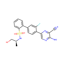 C[C@@H](CO)NS(=O)(=O)c1ccccc1-c1ccc(-c2cnc(N)c(C#N)n2)c(F)c1 ZINC000224737587