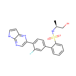 C[C@@H](CO)NS(=O)(=O)c1ccccc1-c1ccc(-c2cnc3[nH]ccc3n2)c(F)c1 ZINC000224786704