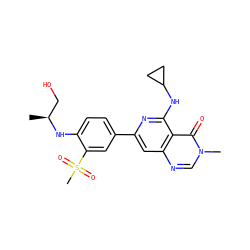 C[C@@H](CO)Nc1ccc(-c2cc3ncn(C)c(=O)c3c(NC3CC3)n2)cc1S(C)(=O)=O ZINC000115623056