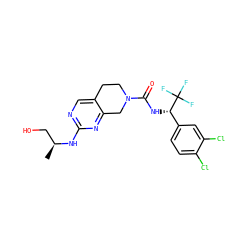 C[C@@H](CO)Nc1ncc2c(n1)CN(C(=O)N[C@@H](c1ccc(Cl)c(Cl)c1)C(F)(F)F)CC2 ZINC000202121220