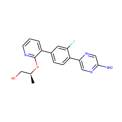 C[C@@H](CO)Oc1ncccc1-c1ccc(-c2cnc(N)cn2)c(F)c1 ZINC000224800307