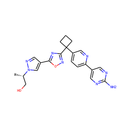 C[C@@H](CO)n1cc(-c2nc(C3(c4ccc(-c5cnc(N)nc5)nc4)CCC3)no2)cn1 ZINC000096175432