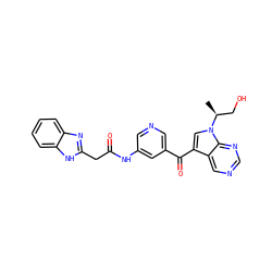 C[C@@H](CO)n1cc(C(=O)c2cncc(NC(=O)Cc3nc4ccccc4[nH]3)c2)c2cncnc21 ZINC000221759594
