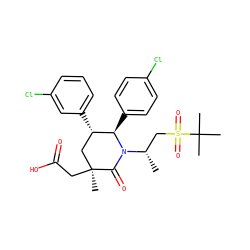 C[C@@H](CS(=O)(=O)C(C)(C)C)N1C(=O)[C@@](C)(CC(=O)O)C[C@H](c2cccc(Cl)c2)[C@H]1c1ccc(Cl)cc1 ZINC000103243863