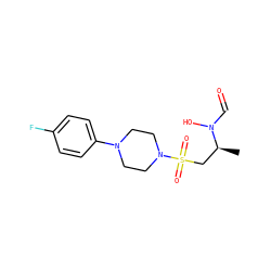 C[C@@H](CS(=O)(=O)N1CCN(c2ccc(F)cc2)CC1)N(O)C=O ZINC000071294497