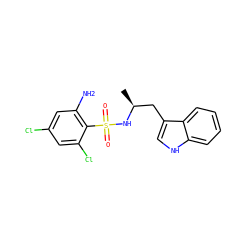 C[C@@H](Cc1c[nH]c2ccccc12)NS(=O)(=O)c1c(N)cc(Cl)cc1Cl ZINC000103253842