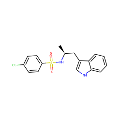 C[C@@H](Cc1c[nH]c2ccccc12)NS(=O)(=O)c1ccc(Cl)cc1 ZINC000028820492