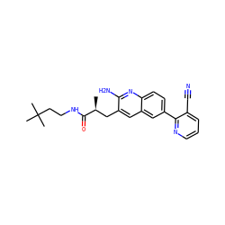 C[C@@H](Cc1cc2cc(-c3ncccc3C#N)ccc2nc1N)C(=O)NCCC(C)(C)C ZINC000072178664