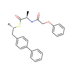 C[C@@H](Cc1ccc(-c2ccccc2)cc1)SC(=O)[C@@H](C)NC(=O)COc1ccccc1 ZINC000103183770