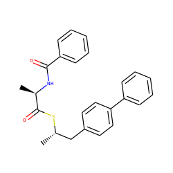 C[C@@H](Cc1ccc(-c2ccccc2)cc1)SC(=O)[C@@H](C)NC(=O)c1ccccc1 ZINC000103183700