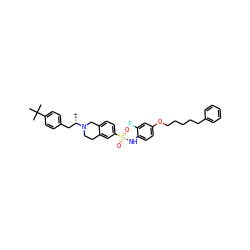 C[C@@H](Cc1ccc(C(C)(C)C)cc1)N1CCc2cc(S(=O)(=O)Nc3ccc(OCCCCCc4ccccc4)cc3F)ccc2C1 ZINC000220161659