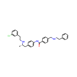C[C@@H](Cc1ccc(NC(=O)c2ccc(CNCCc3ccccc3)cc2)cc1)NCCc1cccc(Cl)c1 ZINC000045337537