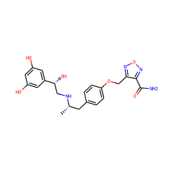 C[C@@H](Cc1ccc(OCc2nonc2C(N)=O)cc1)NC[C@@H](O)c1cc(O)cc(O)c1 ZINC000028711807