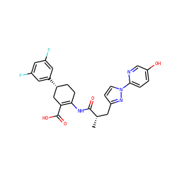 C[C@@H](Cc1ccn(-c2ccc(O)cn2)n1)C(=O)NC1=C(C(=O)O)C[C@H](c2cc(F)cc(F)c2)CC1 ZINC000049035384