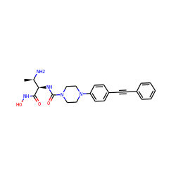 C[C@@H](N)[C@@H](NC(=O)N1CCN(c2ccc(C#Cc3ccccc3)cc2)CC1)C(=O)NO ZINC000066099284