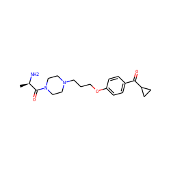 C[C@@H](N)C(=O)N1CCN(CCCOc2ccc(C(=O)C3CC3)cc2)CC1 ZINC000026172940
