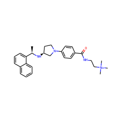 C[C@@H](N[C@H]1CCN(c2ccc(C(=O)NCC[N+](C)(C)C)cc2)C1)c1cccc2ccccc12 ZINC001772616617
