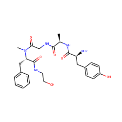 C[C@@H](NC(=O)[C@@H](N)Cc1ccc(O)cc1)C(=O)NCC(=O)N(C)[C@@H](Cc1ccccc1)C(=O)NCCO ZINC000053092426