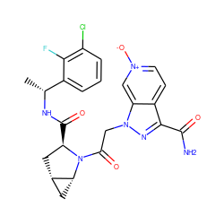 C[C@@H](NC(=O)[C@@H]1C[C@H]2C[C@H]2N1C(=O)Cn1nc(C(N)=O)c2cc[n+]([O-])cc21)c1cccc(Cl)c1F ZINC000143958680