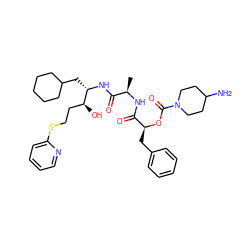C[C@@H](NC(=O)[C@H](Cc1ccccc1)OC(=O)N1CCC(N)CC1)C(=O)N[C@@H](CC1CCCCC1)[C@@H](O)CCSc1ccccn1 ZINC000027104890