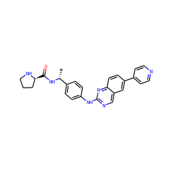 C[C@@H](NC(=O)[C@H]1CCCN1)c1ccc(Nc2ncc3cc(-c4ccncc4)ccc3n2)cc1 ZINC000095586026