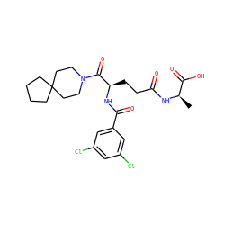 C[C@@H](NC(=O)CC[C@@H](NC(=O)c1cc(Cl)cc(Cl)c1)C(=O)N1CCC2(CCCC2)CC1)C(=O)O ZINC000013745229